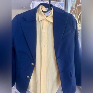 Boys Suit Jacket + Linen Shirt Set 8–10 Navy Blazer & Yellow Shirt Formal Outfit